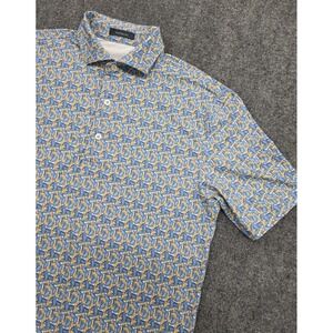 Turtleson Polo Shirt Mens Blue All Over Print Performance Golf Lemon - S